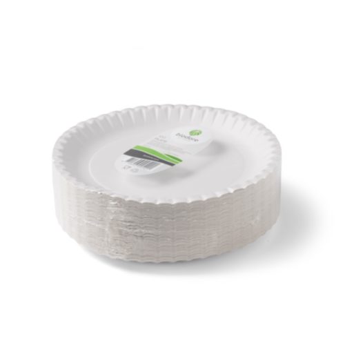 Biodore bord rond karton wit 22 cm 800 st