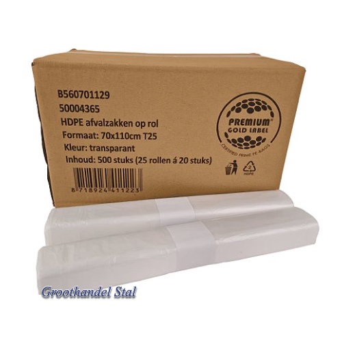 Afvalzak HDPE Transparant 70×110