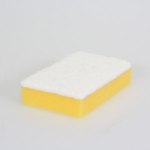 Reinigingsspons geel met witte pad