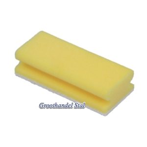 Schuurspons geel met witte pad 70x130x43mm