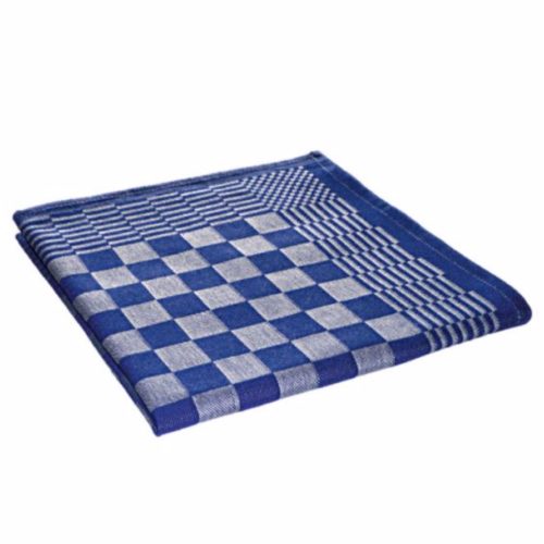 Theedoek blauw/wit geblokt 70x70cm 105 gram
